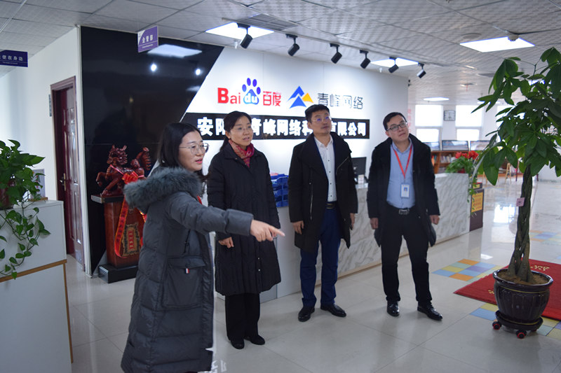 中共河南省委網(wǎng)信辦社評(píng)處處長(zhǎng)李麗同志，中共安陽(yáng)市委網(wǎng)信辦副主任、市互聯(lián)網(wǎng)行業(yè)黨委書記王曉萌同志蒞臨安陽(yáng)青峰網(wǎng)絡(luò)參觀指導(dǎo)！